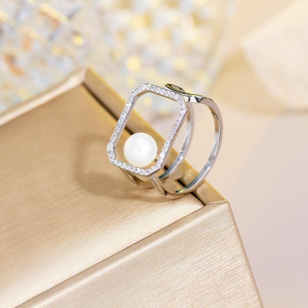 

Регулируемое кольцо CMM с уникальным дизайном и квадратным отверстием, инкрустированное цирконием серебряного цвета, женские украшения Adjustable серебряный