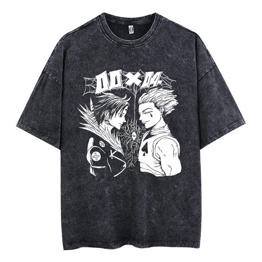 Anime Vyprané Tričko Hunter x Hunter Potisk Retro Harajuku Styl Top pro Muže Ženy Ležérní Streetwear Unisex