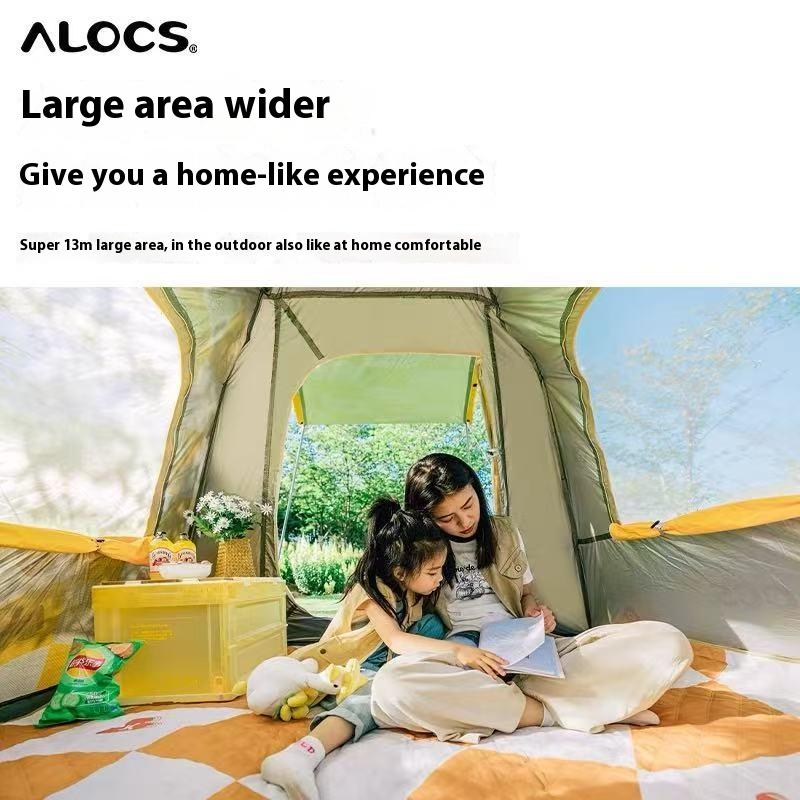 Alocs outdoor camping UV-proof tent, lightweight and portable, waterproof and windproof, spacious family camping tent for 2-3 people