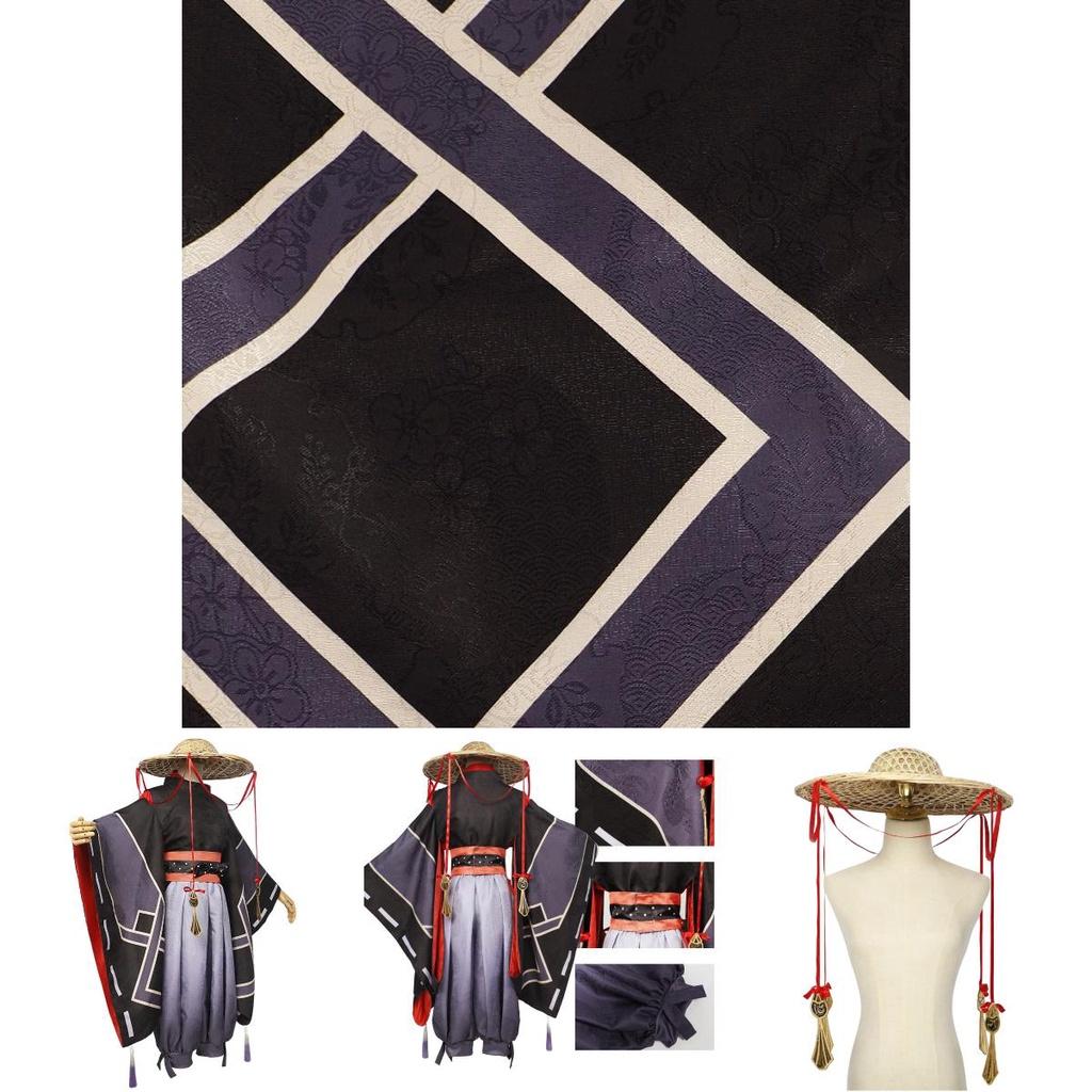 Original Genshin Impact Black Main Cosplay Costume Set Polyester Fabric Game Theme Characters)