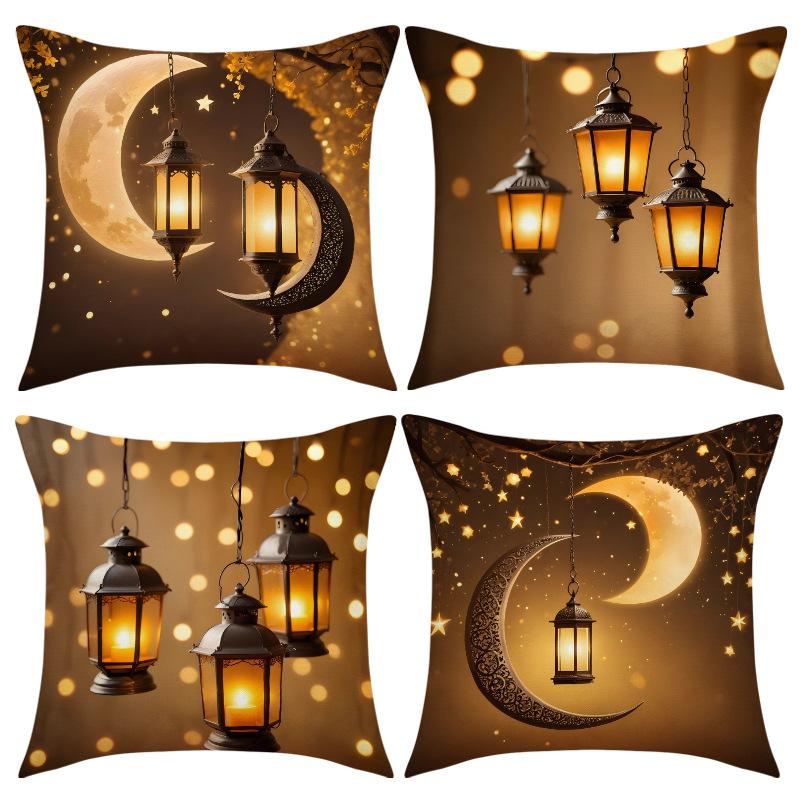 Gold Printed Pillow Case Atmosphere Decoration Oil Lamp Seat Cushion Living Room Home Sofa Pillow