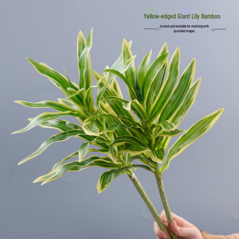 Yellow-edged Lily & Bamboo Artificial Floral Arrangement for Events & Decor