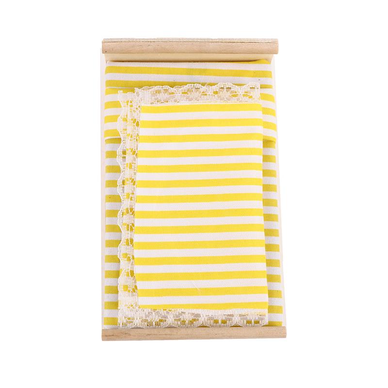 1:12 Móveis Mini Dollhouse Quarto Micro Cena Modelo Tecido De Madeira Cama De Casal