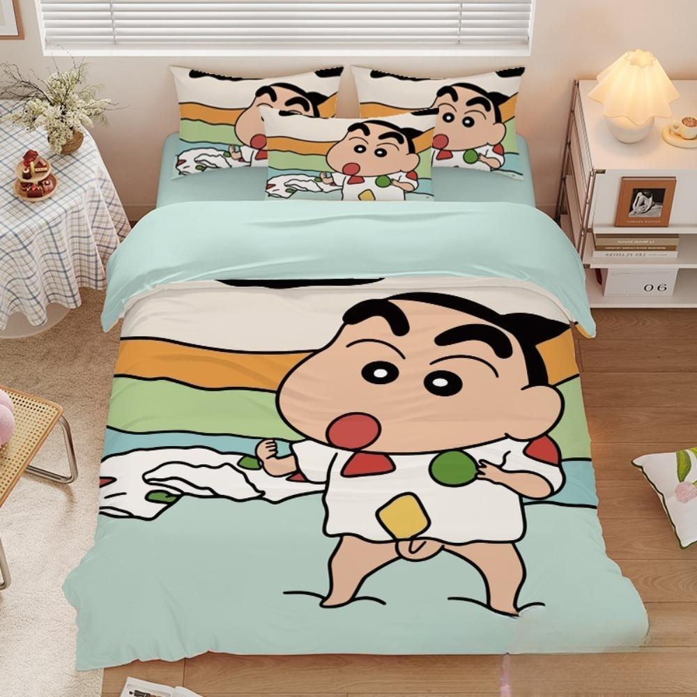 Uroczy Crayon Shin chan, Zestawy pościeli z mikrofibry, Pościel dziecięca z zamkiem błyskawicznym, Dekoracja pokoju, Poszwa na kołdrę dla nastolatków i dorosłych