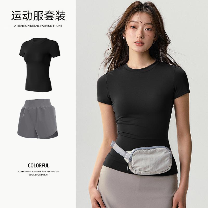 Basic Yoga T-shirt Women's Waist Versatile Fitness Short-sleeved Running Quick-drying Yoga Clothes Tight Top
