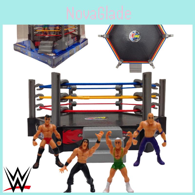 High-quality Plastic Wrestler Action Figure Set For Children's Play Includes 4 Wrestlers And A Four-sided Arena