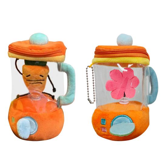 Carrot Blender Plush Toy Fun Drawstring Rotating Stuffed Vegetable Doll 6 Inches Interactive Wind-up Carrot Juicer Plushie Carrots Backpack Decor