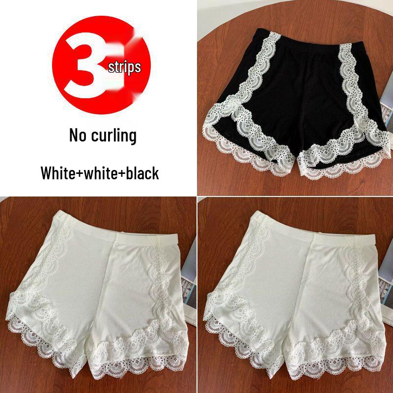 Women's Summer Lace Trim Anti-Exposure Ice Silk Safety Shorts