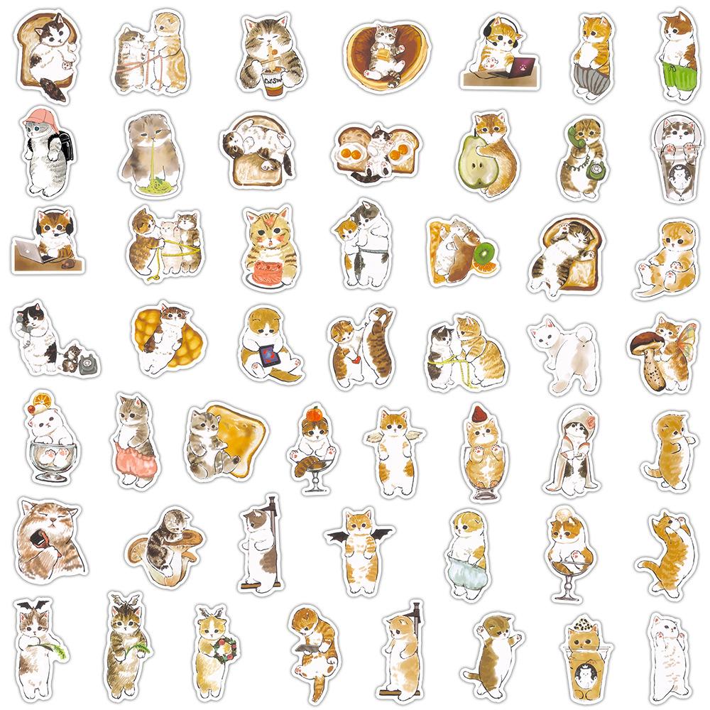 50 100Pcs Cute Cartoon Cat Stickers Laptop Pad Phone Fridge Scrapbooking Funny Animal Decal Sticker For Kids Gift Toy