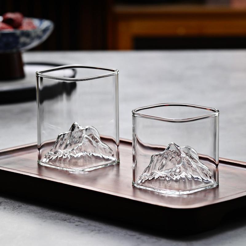Transparent Whiskey Glasses Mountain Crystal Glass Drinking Glasses for Drinking Bourbon, Cognac, Scotch, Cocktails 125-380ml