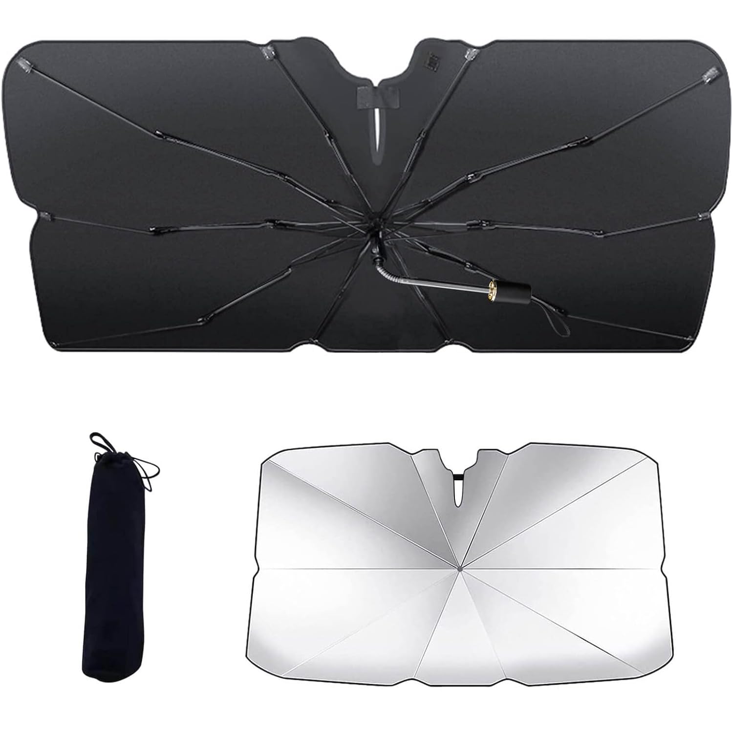 

RUSEPIN Car Design with Cutouts for Front and Rearview Available in Various Light Heat UV Bendable Umbrella Easy Includes Storage Convenient Perfect