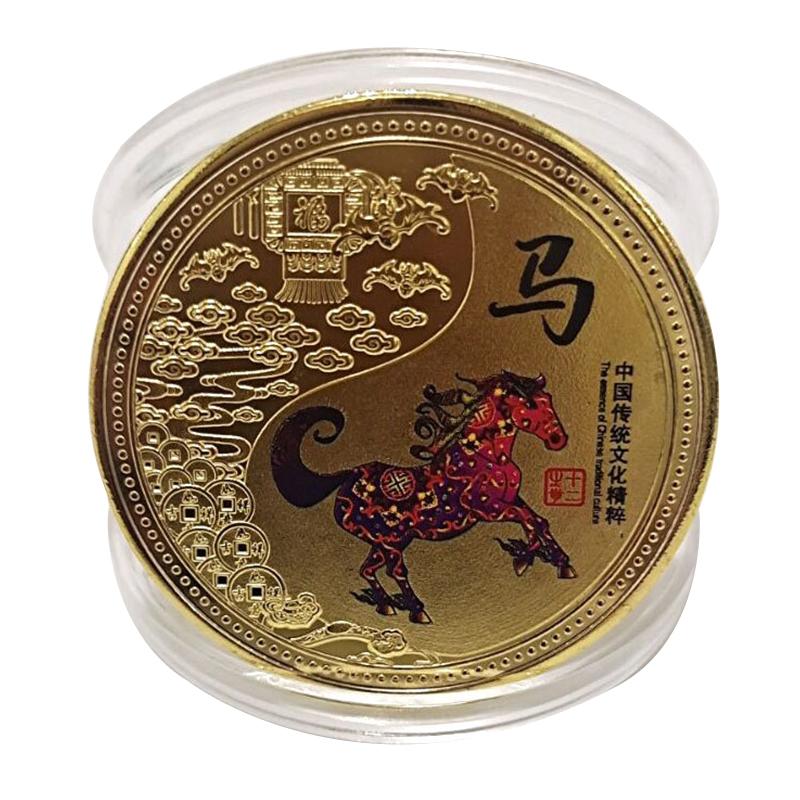 

Памятные золотые монеты Художественные работы Памятные монеты со знаком зодиака Китайские украшения Милые животные со смыслом Украшения для дома