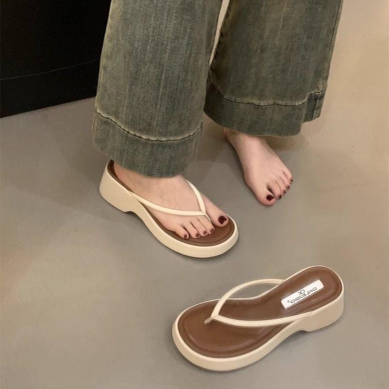 Shoes for Women Outside Slides Height Unique Shoe Summer Woman Flip Flops Slippers Footwear Casual Original on Sale 2025 Sandals