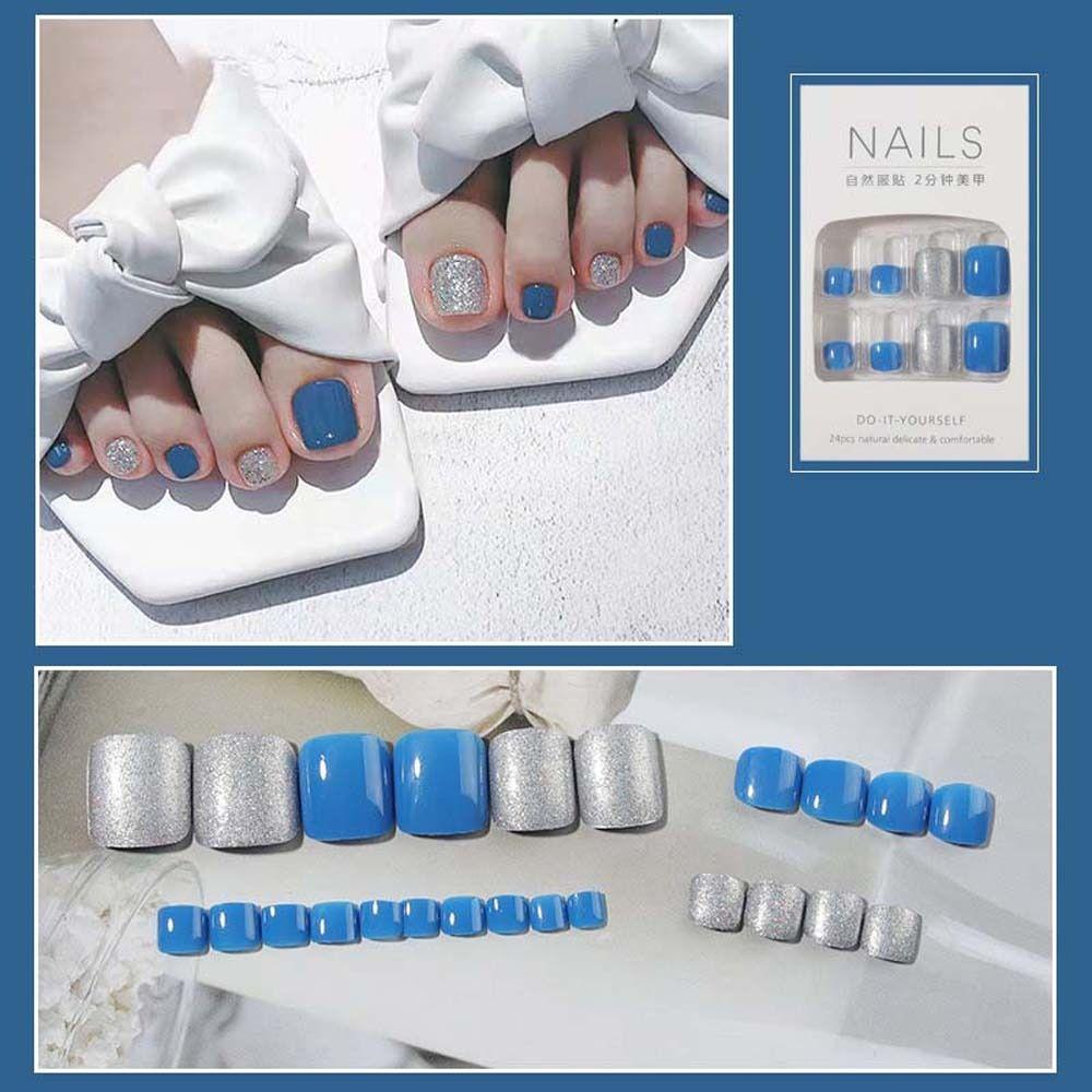 Luxury  False Toenails Rhinestone Fake Toenails Full Cover False Nails Short Nails Patch