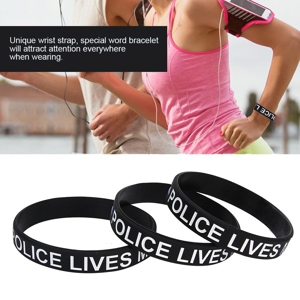3 stuks Modieuze Siliconen Polsband Slijtvast Elastische Armband met Letter Decoratie