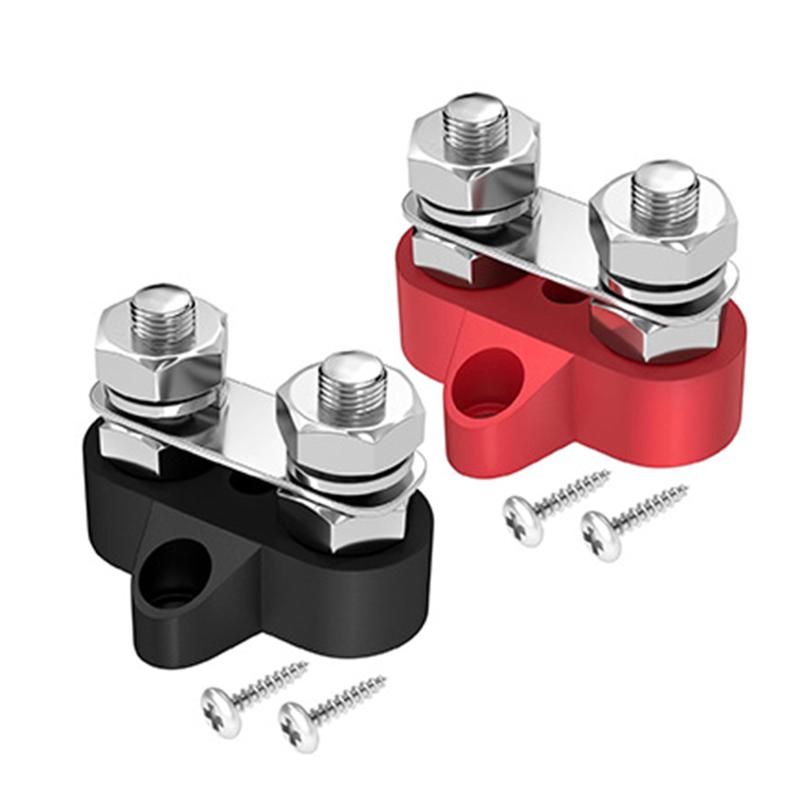 Single/Dual Terminal Block Stud 12-48V Bus Bar Power Terminal Block Positive Negative Fixed Wiring Bolts For Truck Rv Boat