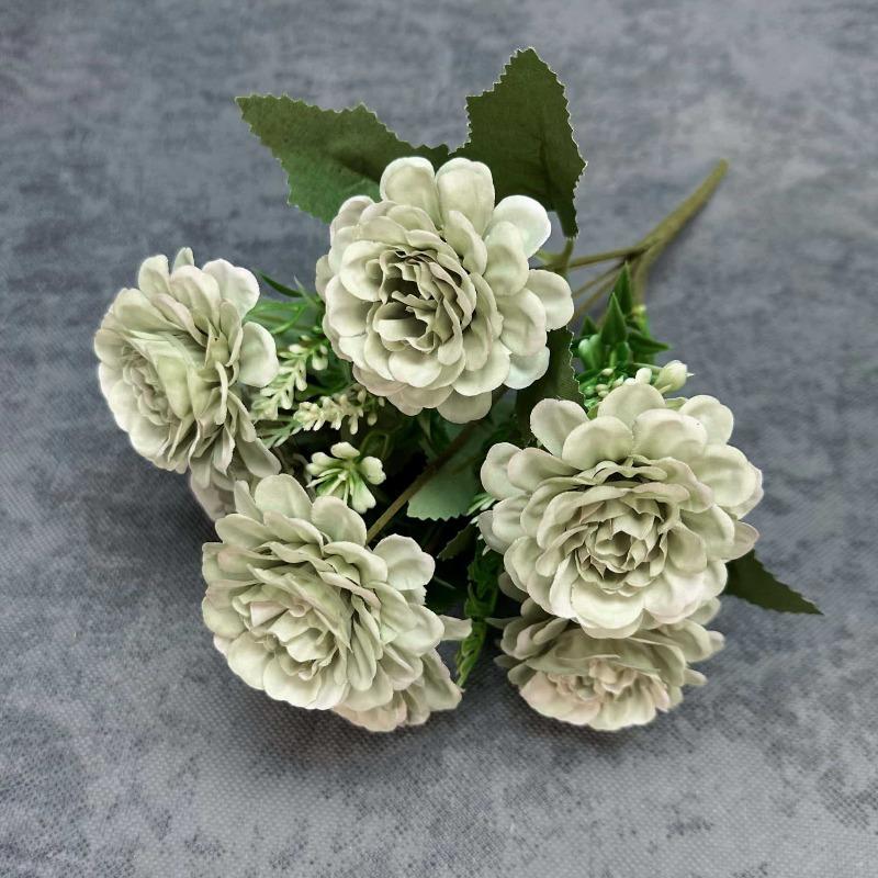 Simulated 7-head Hibiscus Rose Bouquet for Home Decoration, Wedding Scene Arrangement, Handcrafted Artificial Flower Ornaments