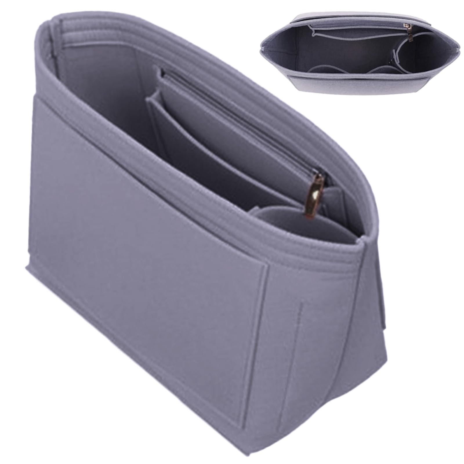 

totocca Lightweight Felt-Lined Bag-in-Bag Pouch for Women (M, Misty Gray)
