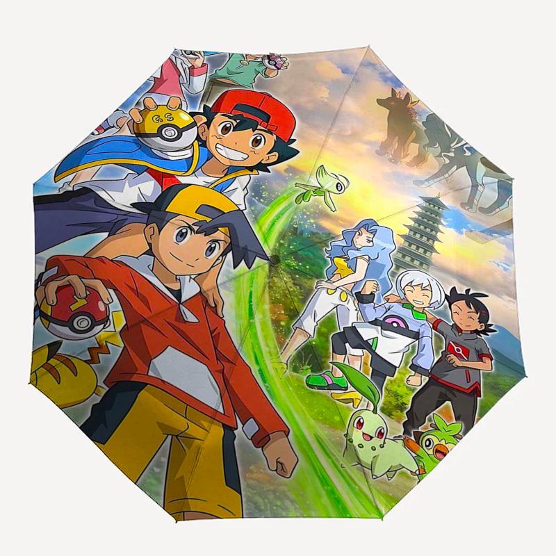 1pc Pokemon Outdoor Umbrella - Automatic Opening & Closing, Portable 3-Fold Design with 8-Rib Iron Frame - Perfect Gift for Fans, Travelers, Ever