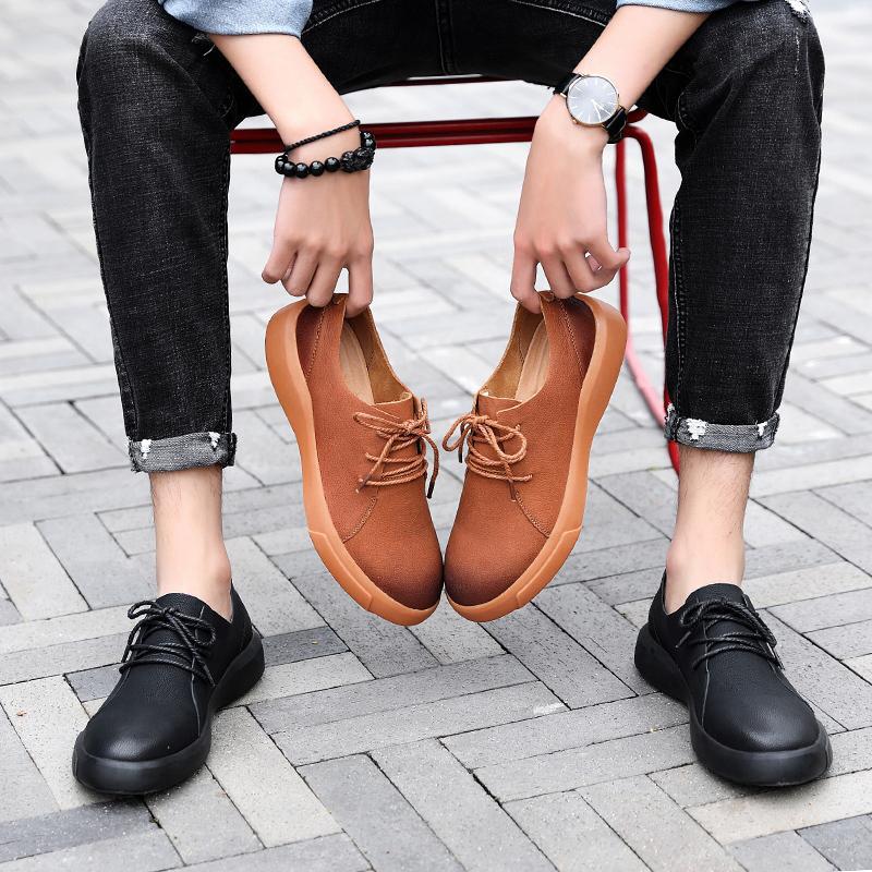 Läderskor för män, fritidsskor för affärer, ventilerande och lätta män, läderskor i brittisk stil herrskor