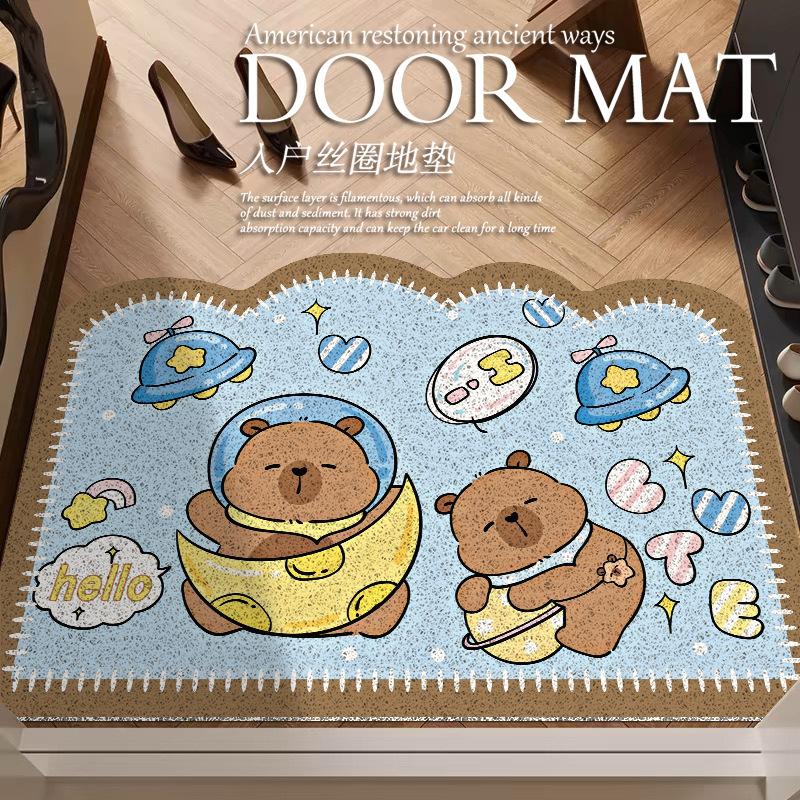 Cartoon Sausage Dog Entrance Door Floor Mat, The Entrance Can Be Cut, Dirt-Resistant Foot Mat, Household Door Anti-Skid Silk Ring Floor Mat