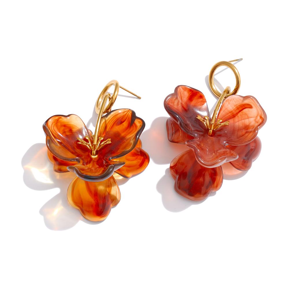 

Yhpup Arrivals White Resin Flower Dangle Earrings for Women Stainless Steel Summer Popular Jewelry Recommend