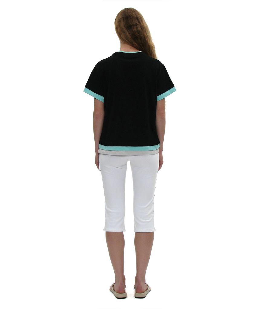 PARTIMENTO WOMEN Multi-Layered Short Sleeve Tee_Black
