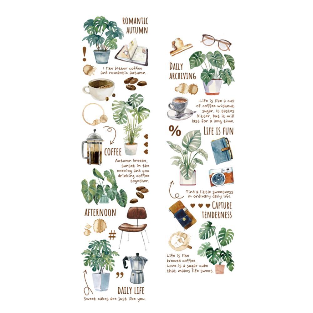 200cm/Roll Matte PET White Ink Tape Coffee Shop Series Literary Ins Style Handbook DIY Decorative Stickers