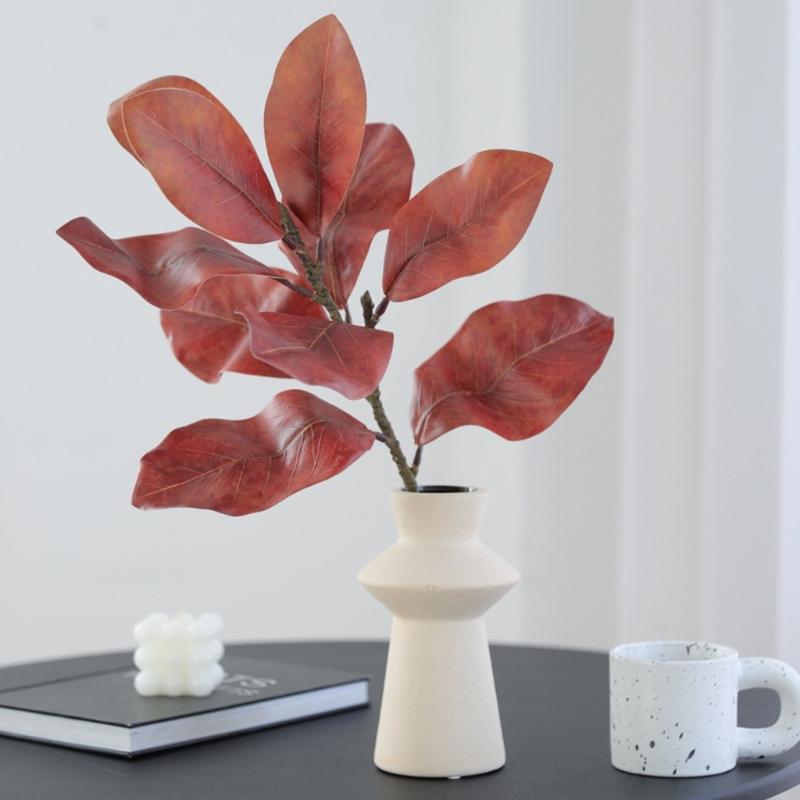 Artificial Magnolia Twig With Realistic PVC Touch Leaves And Bud For Wedding Floral Arrangement Festival Decoration