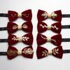 Trendy Personalized Velvet Floral Burgundy Bow Tie, Wedding Banquet Suit Accessories
