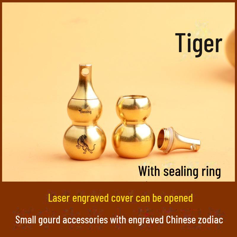 Schlüsselanhänger aus Messing mit Sternzeichen-Kürbis, acht Trigrammen und Segensgravur