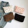 Strawberry Printed Corduroy Cosmetic Bag, Fashionable Toiletry Pouch for Women Travel, Gym, Vacation Organizer with Secure Zipper