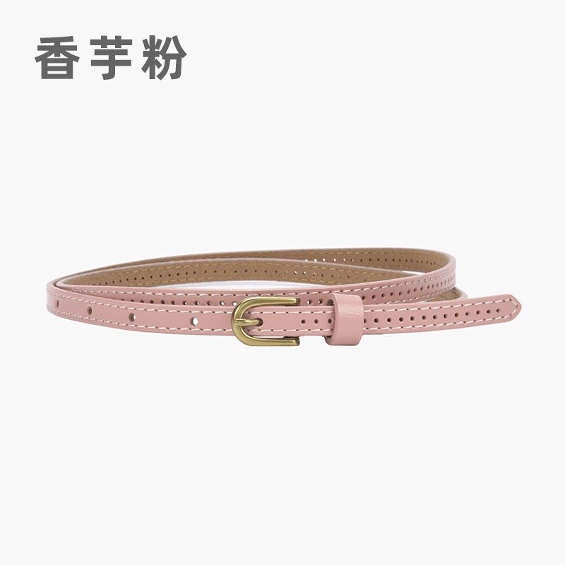 

Ремень женский тонкий полый модный кожаный узкий ремень брюки высокая талия мягкий черный простой маленький ремень модный 105cm