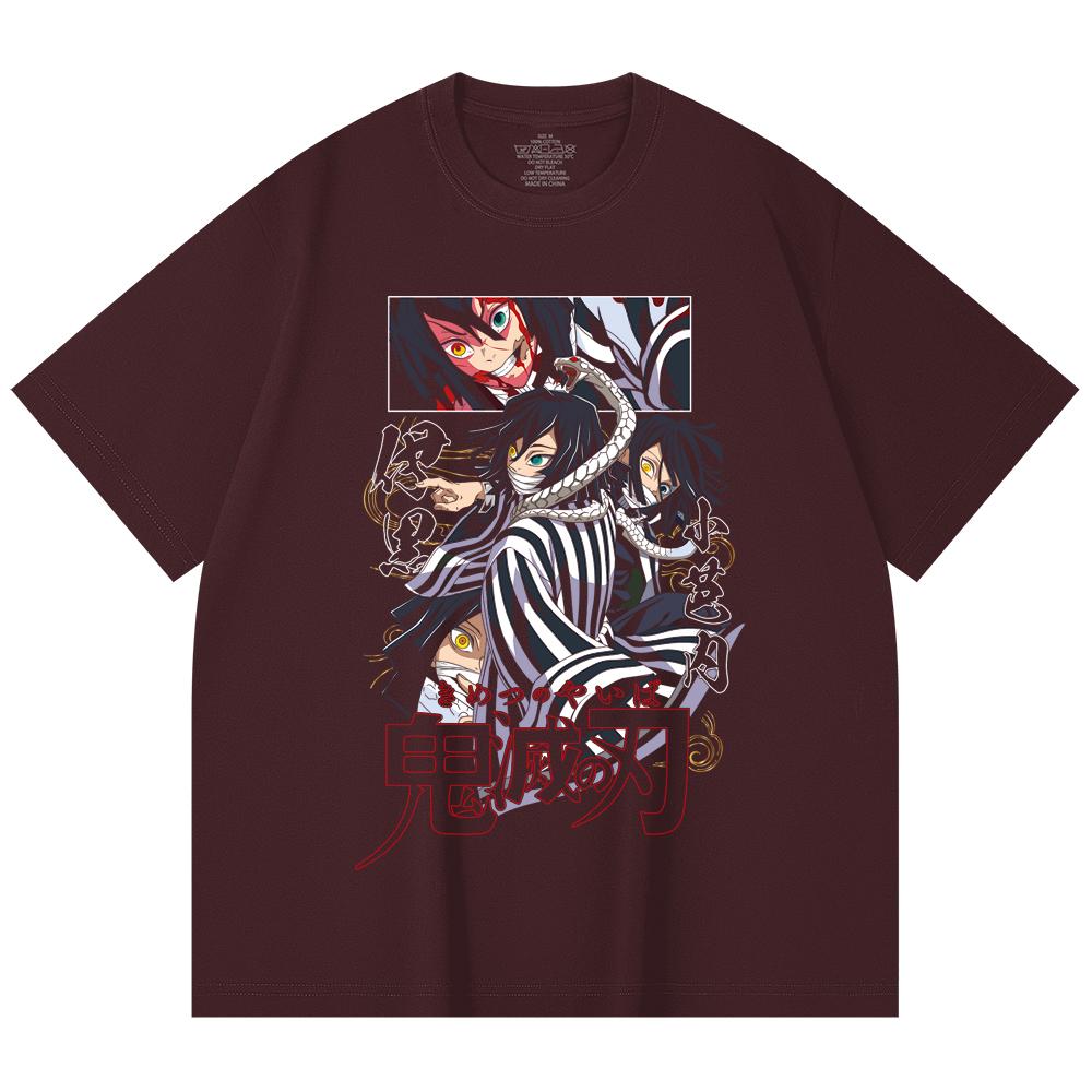 

230 Gsm 100% Cotton Demon Slayer V95 Iguro Print Unisex Heavy Cotton T Shirt 2XL
