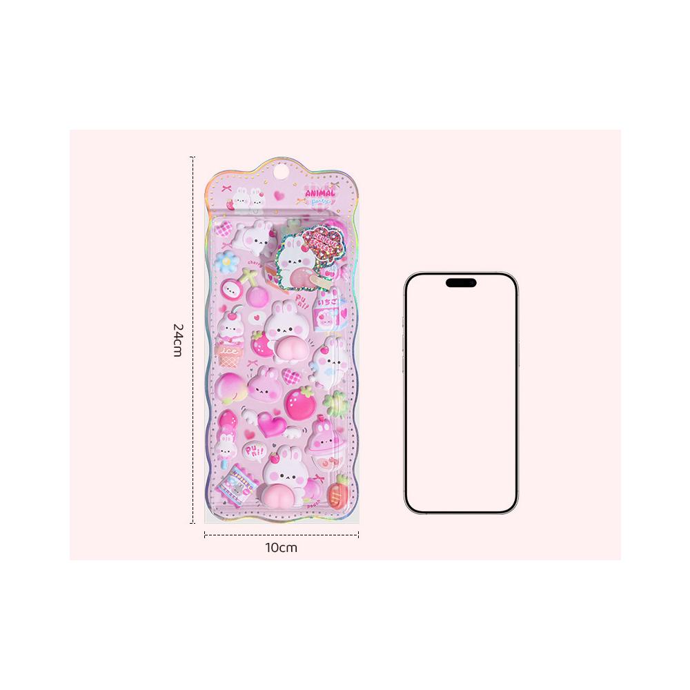 Kawaii Cartoon Soft Cute Little Rabbit 3D Pinching Relaxing Butt Stickers Cute DIY Mobile Book Decoration Stickers Festival Gift