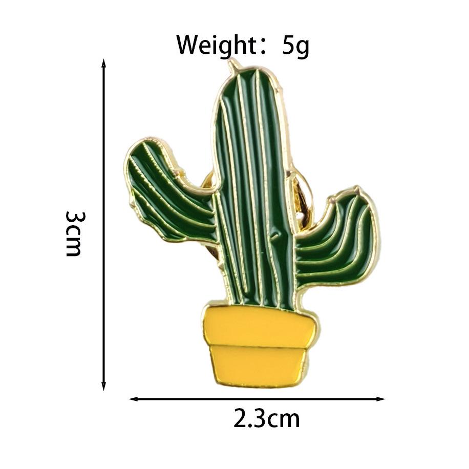 Cute Cartoon Cactus Brooch - Alloy Plant-Shaped Pin Badge Accessory