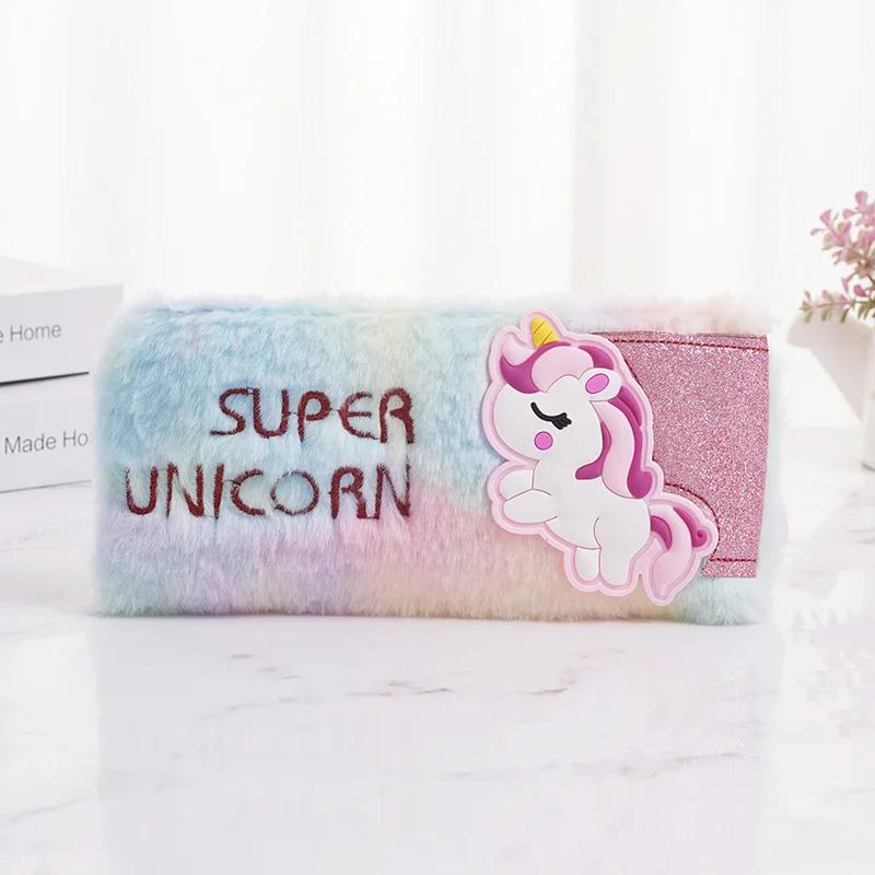1 Piece Cute Creative Design Unicorn Pencil Case Sweet Cartoon Animal Unicorn Pencil Pouch Large Capacity Stationery Storage Bag