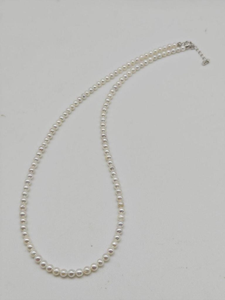 Mini-Choker-Halskette aus natürlichen Süßwasserperlen - 3-4 mm Reisperlen, Damen-Schlüsselbeinkette