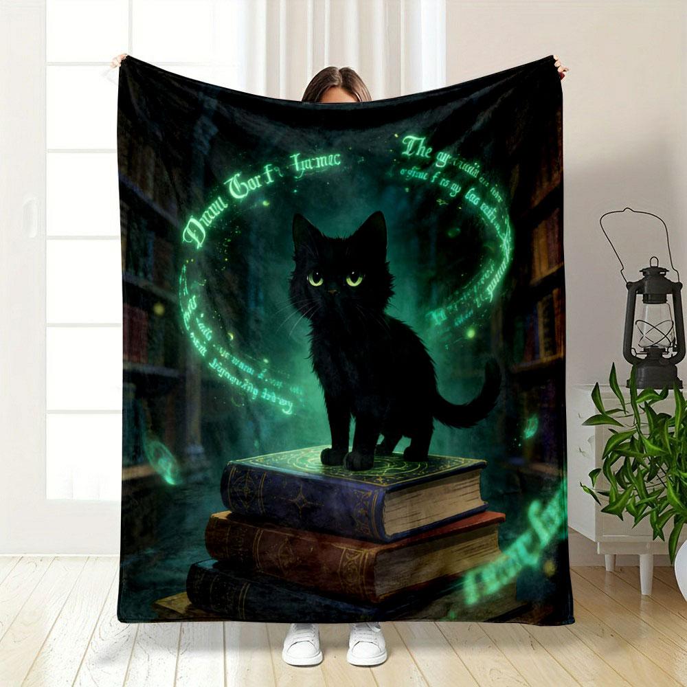 6 Styles Black Cat Flowers Print Blanket Home Travel Camping for Adults and Kids Luxury Gifts Picnic Blanket Multiple Sizes