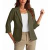 Womens Casual 3/4 Sleeve Blazers Open Front Solid Color Lapel Collar Work  Business Suit Jackets