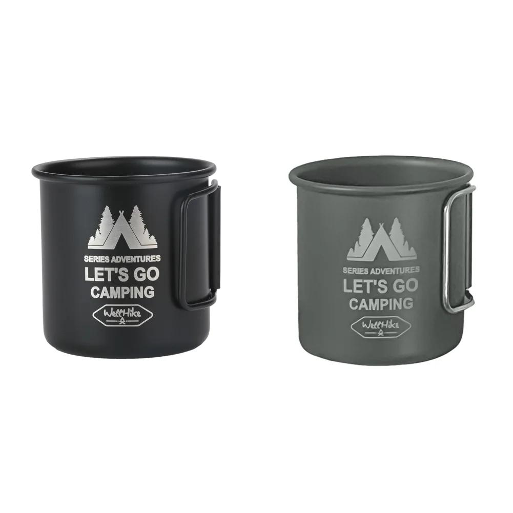 300ML Camping Mug Outdoor Aluminium Alloy Water Cup with Foldable Handle Tea Beer Coffee Mug Coffee Wine Cup for Hiking Travel