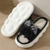 Women's Fashionable Black Bow Slippers with Thick Soles - Comfortable Indoor/outdoor Shoes for All Seasons, Sandals for All Seasons