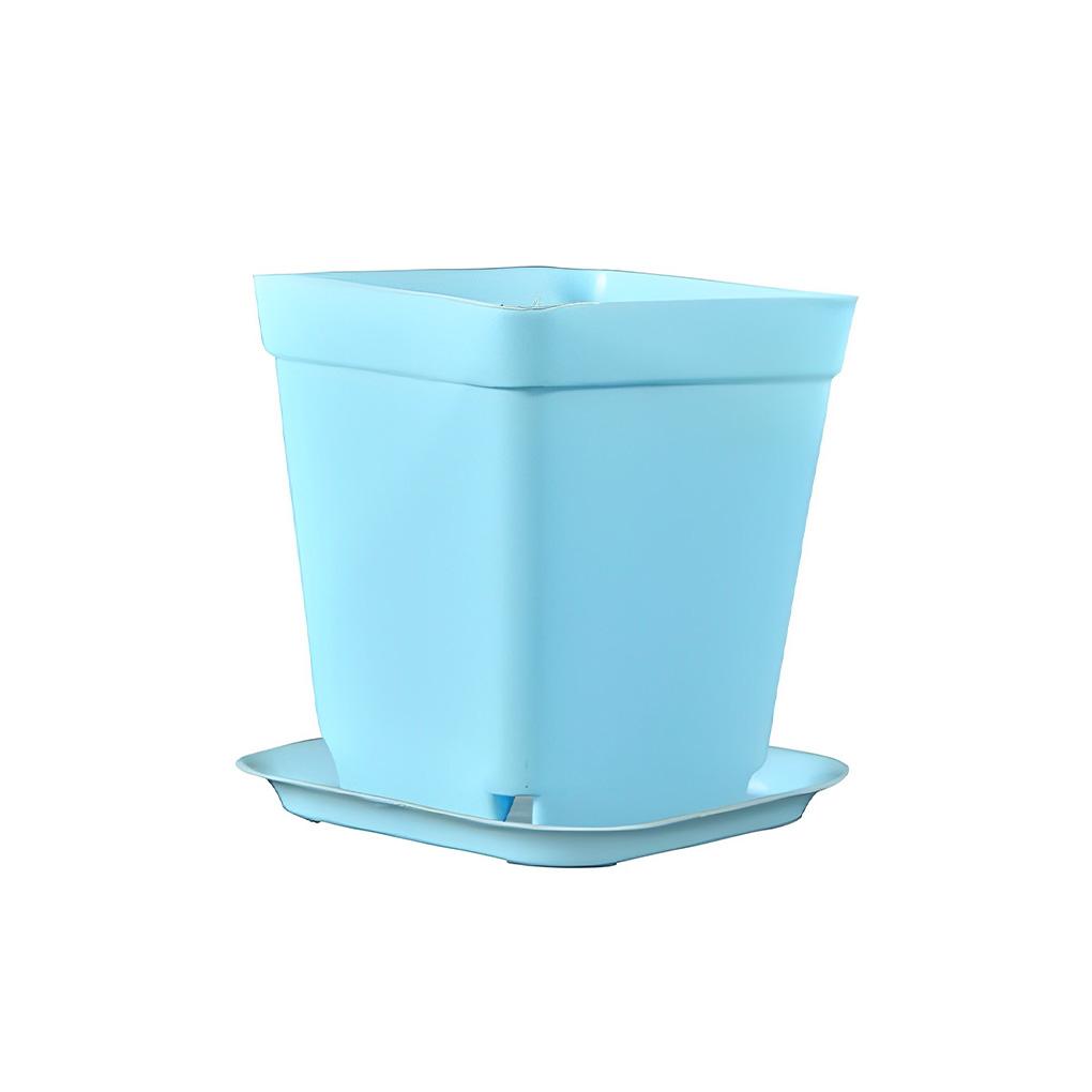 Square Plant Pot Plastic Flower Drainage Hole Gardening Flowerpot Horticulture Planter with Tray Garden Balcony Decor