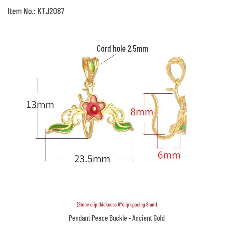 

Antique Style S925 Sterling Silver Cloisonné Jadeite Pendant Safety Clip 925 Silver