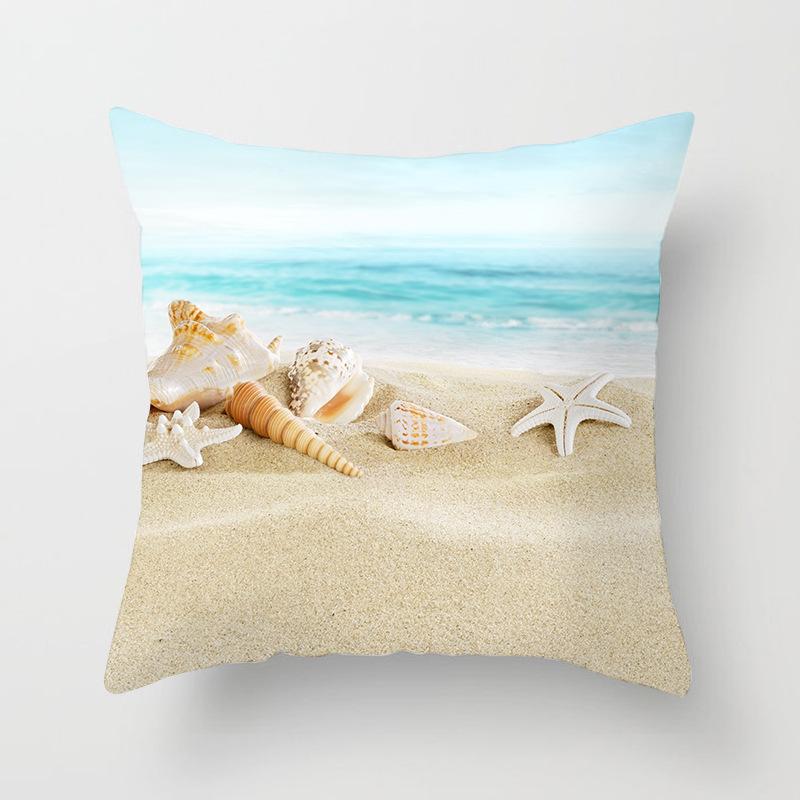 Summer Beach Shell Marine Pattern Pillowcase Home Sofa Pillowcase Cushion Cover