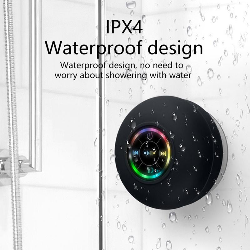 2025 Bathroom Waterproof Wireless Led Bluetooth Speaker Large Suction Cup Mini Portable Speaker Outdoor Sports Stereo Speaker