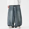 Men's Plus Size Hong Kong Style Straight Leg Harem Pants - Autumn/Winter Casual Loose Fit Lantern Jeans