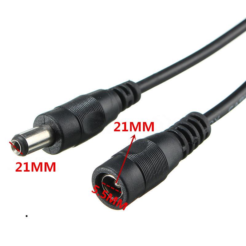 5A Pure Copper DC 5521 Male to Female Extension Cable, 1-5 Meters, for Monitor Power Supply