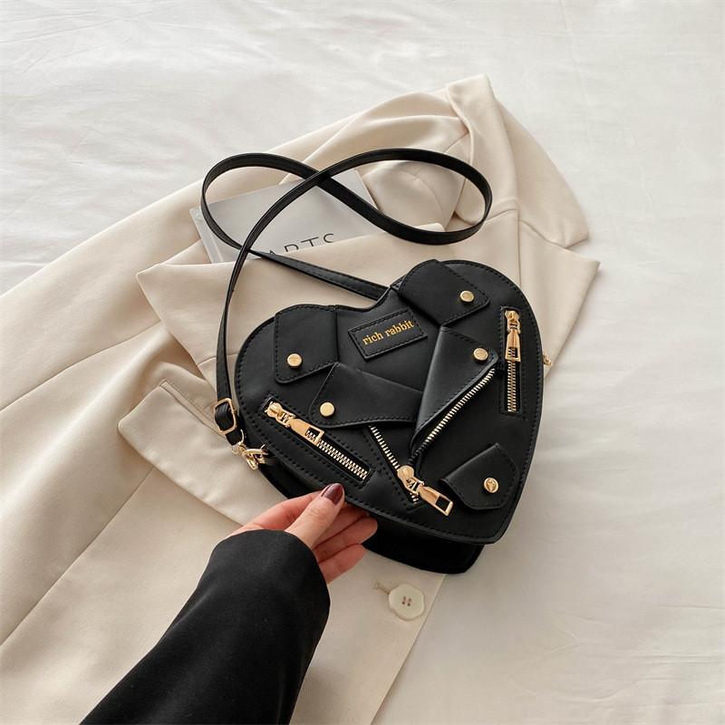 Chic Heart-shaped Shoulder Bag Stylish 2024 Korean Fashion Pu Material For Trendy Girls