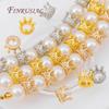 5/10pcs 18K Gold Plated Zircon Crown Beads,Spacers For Beads,Beads For Creating Jewelry Making Supplies,Bracelets Bead Separator